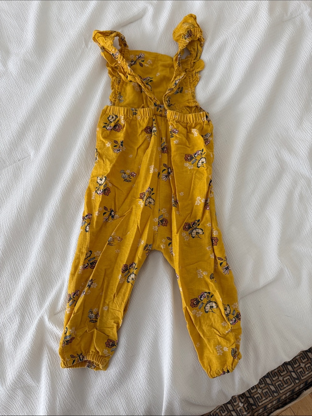Old Navy Mustard Yellow Floral Ruffle-Strap Jumpsuit - Picture 3 of 3